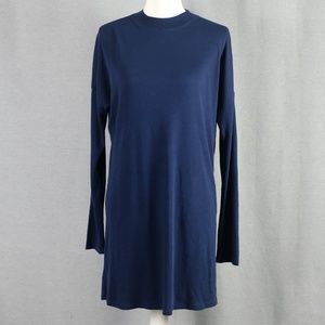 Equipment Femme Blue Mock Neck Long Sleeve Dress